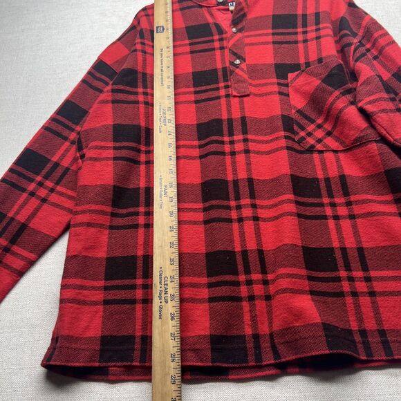 VTG 90s GAP Plaid Henley Pocket Oversized Longsleeve T-Shirt Medium Grunge Skate - Picture 7 of 12